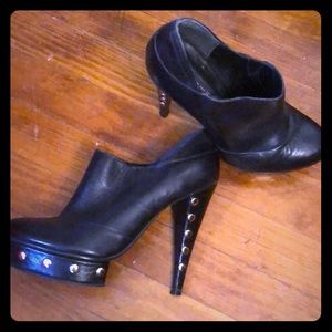 Black studded ankle booties
